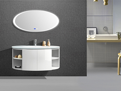 IL1901 Floating Single Vanity with Round Lighted Mirror